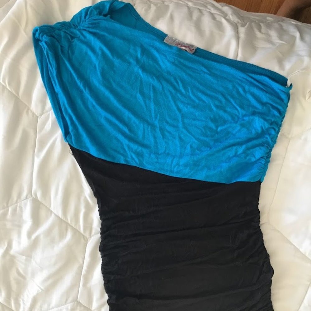 Blue and Black Short Dress